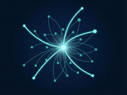 I Link (La Rete Neurale del Web) Autorità e Interconnessione. Una visualizzazione astratta che rappresenta il tuo sito come un nodo centrale luminoso in una vasta rete, alimentato da link interni e potenti backlink esterni.