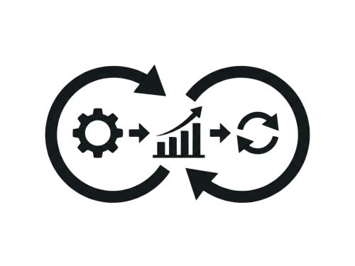 La Revisione (Il Ciclo Infinito) Miglioramento Continuo. Un'icona dinamica e autoesplicativa che visualizza la SEO non come un evento singolo, ma come un processo circolare di ottimizzazione, crescita e aggiornamento.